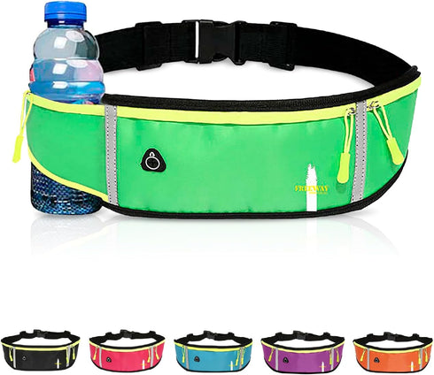 FREEWAYMultifunction Running Bag - Sports belt - Training Belt with Water Bottle Holder - Sports Belt with Zipper - for Men and Women (GREEN)...