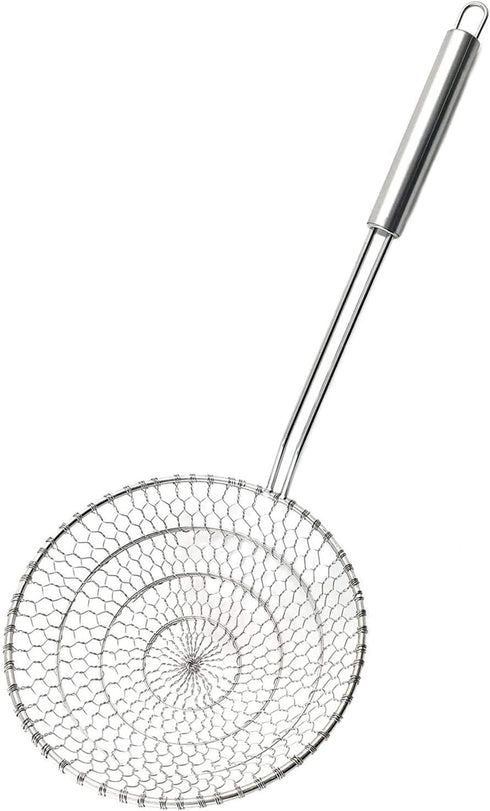 Best Utensils Asian Kitchen Stainless Steel Spider Strainer Professional Wire Skimmer with Spiral Mesh (7-Inch Strainer Basket)...