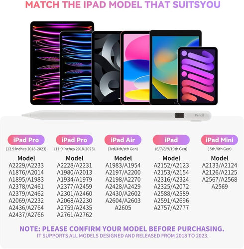 iPad Pencil Magnetic Stylus Pen, Smart LED Display Power, Apple Pen Compatible (2018-2023) iPad 10/9/8/7/6, iPad Air, iPad Mini 6/5, iPad Pro 11 1...
