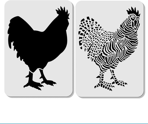 2 Pcs Large Layering Coloring Dominique Chicken Stencil for Painting 11.7×8.3 inches Reusable Layered Painting Stencils for Painting on Wood, Canv...