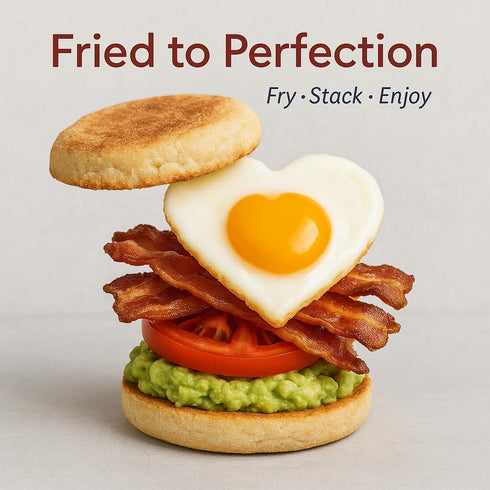 HIC Non-Stick Fried and Poached Egg and Pancake Cooking Rings, Heart Shaped, Nonstick, PFOA and BPA Free, 4.625-Inches x 4.25-Inches, Set of 2...