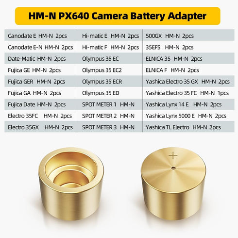 2pcs PX640 Battery Converter Adapter for Film Camera Copper Yashica Electro 35GX HM-N...