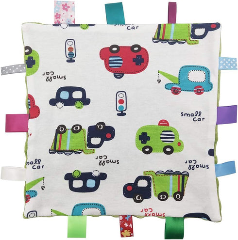 Inchant Boy Tag Security Blanket - Baby Car Plush Comforter Taggy Blankies, Pale Green Textured Underside...