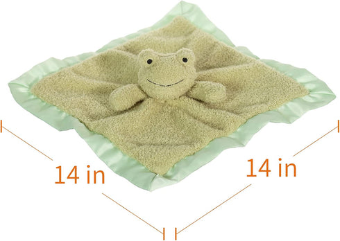 Apricot Lamb Luxury Snuggle Plush Cute Green Frog Infant Stuffed Animals Security Blanket Nursery Character Blanket (Green Frog, 14 Inches)...
