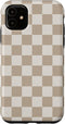 iPhone 11 Light Beige Checkerboard Vanilla Classic Checkered Pattern Case...