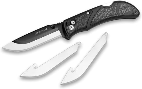 OUTDOOR EDGE 3.0" Onyx EDC - Replaceable Blade Folding Pocket Knife with Dual Thumb Opener and Pocket Clip with 3 Blades...