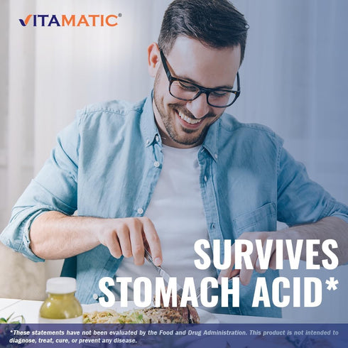 Vitamatic Bifidobacterium Longum 6 Billion CFU per DR Capsule - 60 Count - Promotes Intestinal Health - Made with Prebiotic Inulin Fiber...