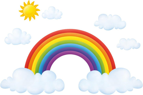 DECOWALL SG2-1713 Rainbow and Clouds Kids Wall Stickers Wall Decals Peel and Stick Removable Wall Stickers for Kids Nursery Bedroom Living Room dé...