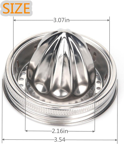 Mason Jar Stainless Steel Juicer Lid (2 Pieces), Citrus Reamer for Wide Mouth Mason Jar Lemon Juicer Manual Citrus Juicer....