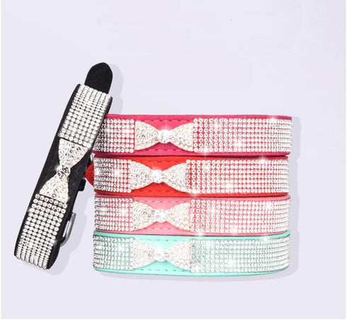 Bling Dog Collars for Small Dogs, Rhinestone Pet Collars, Pink Diamond Puppy Collar for XXS XS Small Medium Large Female Dogs Girl Cats,Black L...
