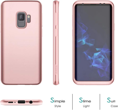 SURITCH Case for Samsung Galaxy S9,?Built in Screen Protector??Support Wireless Charging? Rugged Back Cover Hybrid Bumper 360 Protective Case Matt...