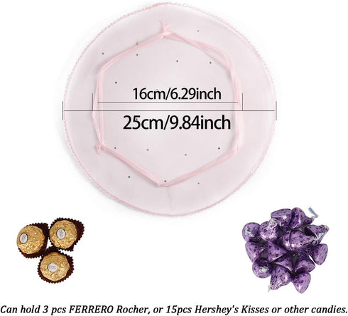 100Pcs 9.8 Inch Round Organza Bags Drawstring, Tulle Circles Baby Shower Wedding Party Favor Gift Bags Sheer Jewelry Candy Pouch (Pink)...