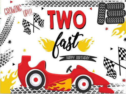 Two Fast Birthday Backdrops Red Race Car Tires Photo Background Boy 2nd Birthday Party Backdrop Decoration Banner Happy Birthday Photography Backg...