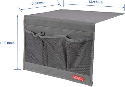 Bedside Caddy,Bedside Organizer Caddy Under Mattress,Holds Magazines,Books (4 Pockets-Grey)...