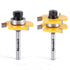 Newdeli Tongue and Groove Router Bit Set 1/4 Inch Shank - 2pcs Router Bits for 3/4" Stock, 1/2" Cutting Depth - T Shape 3 Teeth Wood Milling Cutte...