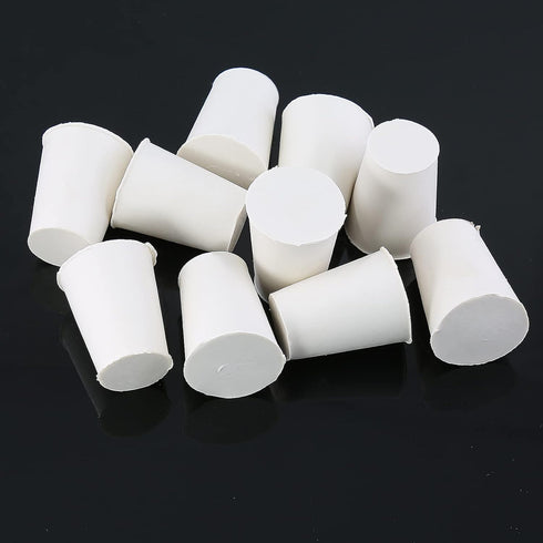 10 Pcs 2# White Solid Rubber Stoppers Tapered Lab Plugs, Dia. 20mm x Dia. 15mm - Height 26mm...