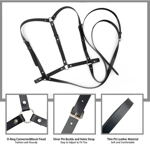 Punk Black Leather Chest Harness Belt for Women Gothic Body Adjustable Waist Belts Dresses Party Accessories...