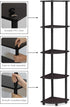 Furinno Turn-N-Tube 5 Tier Corner Display Rack Multipurpose Shelving Unit, 1-Pack, Dark Walnut...
