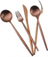 Matte Rose Gold Silverware Set,Gugrida 5-Piece 18/10 Stainless Steel Satin Finish Flatware Set,Kitchen Utensil Set,Tableware Travel Cutlery Set fo...