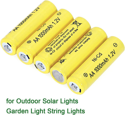 12 Counts 1.2V NI-CD AA 1000mAh Outdoor Solar Rechargeable Batteries Long Lasting for Landscape Lawn Lamps,Pathway Lights...