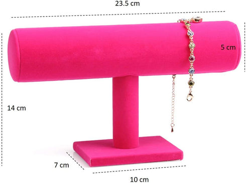 Comelyjewel Set of 3 9" Pink Velvet Necklace Bust Holder & 1 Row Bracelet Holder, Women Accessories Organizer Chain Storage, Display Stand Mannequ...
