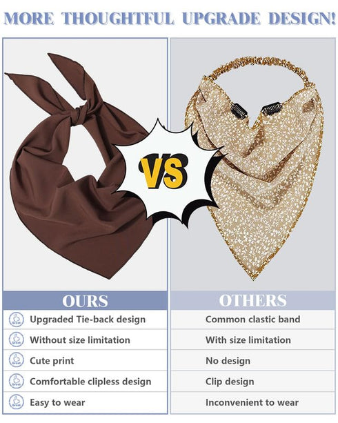 AWAYTR 3Pcs Floral Hair Bandanas Chiffon Head Kerchief for Women Girls Boho Hair Scarf Headband Bandana Daisy Lace Head Scarf (Solid Color - Beige...