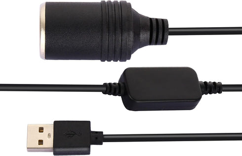 USB A Male to 12V Socket Female Cable Adapter-Black (10.5ft)...