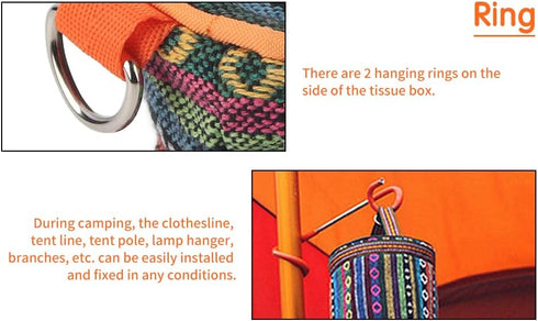 Tissue Holder Toilet Paper Storage Holder Outdoor Hiking Roll Paper Hanging Cover Wipes Box Case Holder Storage Bag with Hook for Camping Tent Hom...