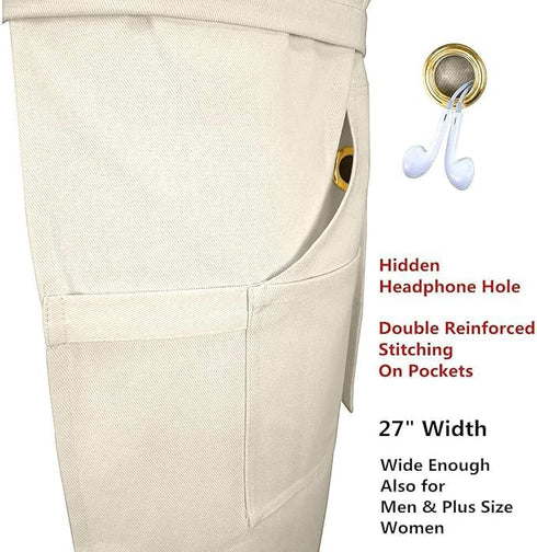 Medium Thick 100% Cotton Canvas, Kitchen Artist Apron for Chef, BBQ & Grill, 6 Deep Pockets with 1 Zipper Pocket, M-XXL, 27"X31"...