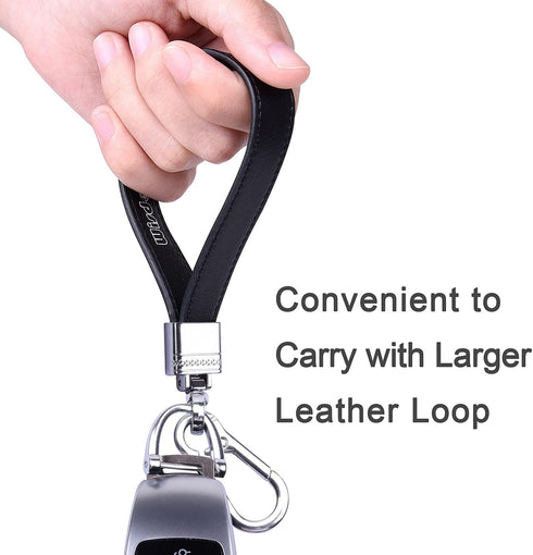Wisdompro Genuine Leather Car Keychain, Universal Heavy Duty Leather Key FOB Keychain Key Chains Women for Car Keys, 360 Degree Rotation, with Ant...