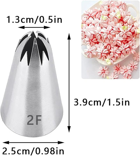Icing Piping Tip Set,3 Large Decorating Tips Stainless Steel,DIY Cream Rose Flower Piping Tips,Cupcake Pastry Tips for Cake Decorating(1M 2D 2F)...