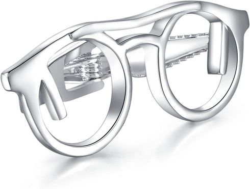 HONEY BEAR Mens Silver Glasses Tie Clip Bar for Normal Size Tie Gift 4.8cm...