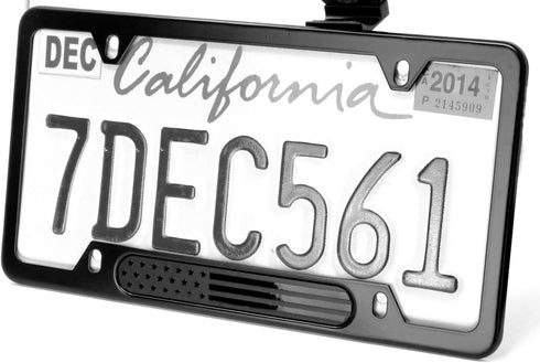 MULL Black Stainless Steel License Plate Frame (Black Flag)...