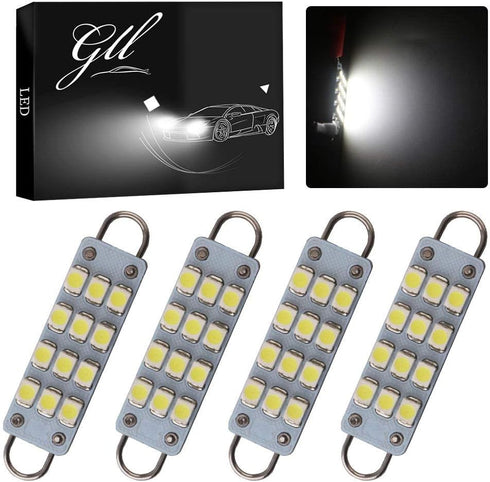 GrandviewTM 4 X 44mm(1.73") 12-SMD 1210 3528 Chip Rigid Loop Festoon LED Bulbs for Car Interior Light Dome Map Light Door Courtesy Lights 561 562 ...