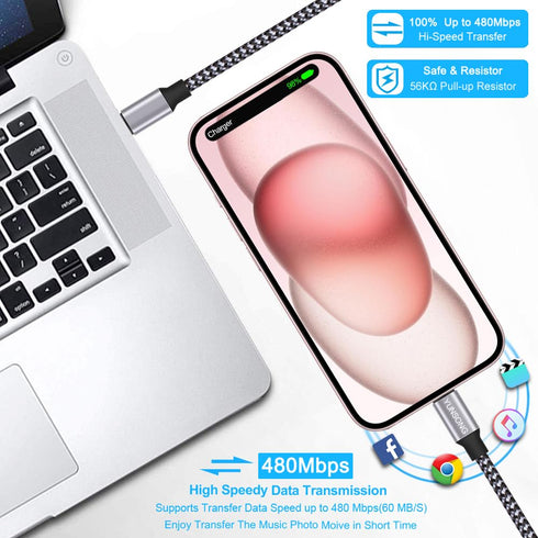 USB C Charger Cable, New Nylon Braided USB C to USB C Cable 3PACK 6FT Type C PD 60W Fast Charging for iPhone 15/15 Pro/15 Plus/15 Pro Max/iPad Pro...