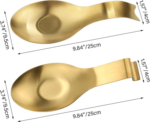 Stainless Steel Spoon Rest, Spatula Ladle Holder, Stainless Steel Utensil Spoon Rest Holder, Brushed Finish, Dishwasher Safe 9.8 x 3.7 Inch (Gold ...