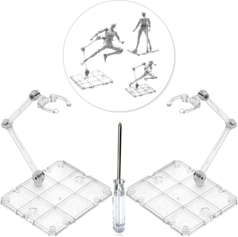 Action Figure Stand, 2PCS Assembly Action Figure Display Holder Base Doll Model Support Stand Compatible with HG RG SD SHF Gundam 1/144 Toy (Trans...