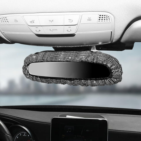 Bling Rearview Mirror Cover, Elastic Plush Car Rear View Mirror Protector with Shiny Rhinestones, Crystal Car Rearview Decorative Cover Charm, Car...