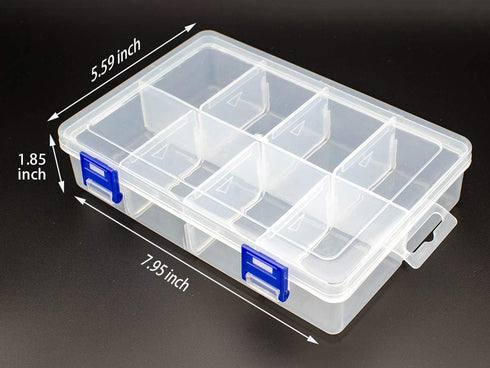 Plastic Compartment Storage Box With Adjustable Divider Removable Grid Compartment for Jewelry Small Accessories Hardware Fitting (8 Grids-Large x...