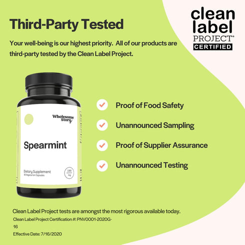 Organic Spearmint Capsules | Great Alternative to Spearmint Tea | 1000mg Spearmint Leaf Powder | Supports Hormones, Cognition, Gut & Immune System...