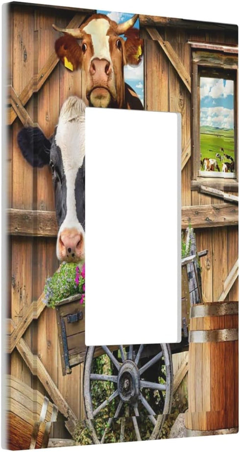 Farm Cow Single Rocker Light Switch Cover Decorative Wall Plate Electrical Switchplate for Farmhouse Country Home Decor...