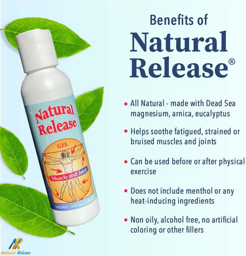 Natural Release Muscle & Joint Gel for Humans - Relief for Sore Back, Knees, Hips, Muscle Stress, Night Cramps, Aches, Strains, Discomfort - Fast ...