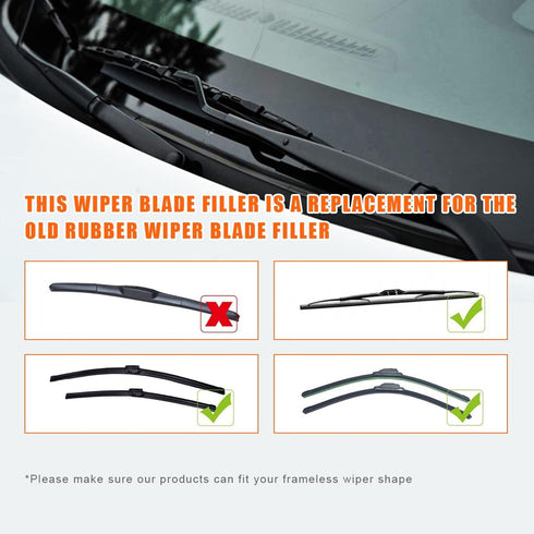 4 PCS Windshield Wiper Blade Refills, 26 Inches Auto Rubber Boneless Strips, Adjustable Vehicle Framless Wiper Blade Strips, Universal Replacement...