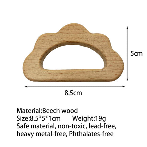 5pcs Natural Wood Cloud Shape Teether Toys DIY Teething Necklace Cute Animal Pendant Nursing Soothing Accessories (Cloud 5pcs)...