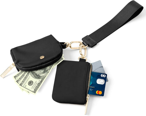 Mini Zip Around Wristlet keychain Wallet for Women Dual Pouch Wristlet Portable wallet Coin Purse Mini Women Coin Pocket...