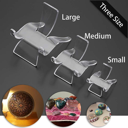 Hipiwe 10 Packs Acrylic Triangle Display Holder - Clear Plastic Display Easel Stands for Geodes Rock Mineral Agate Fossil Coral Small Collectibles...