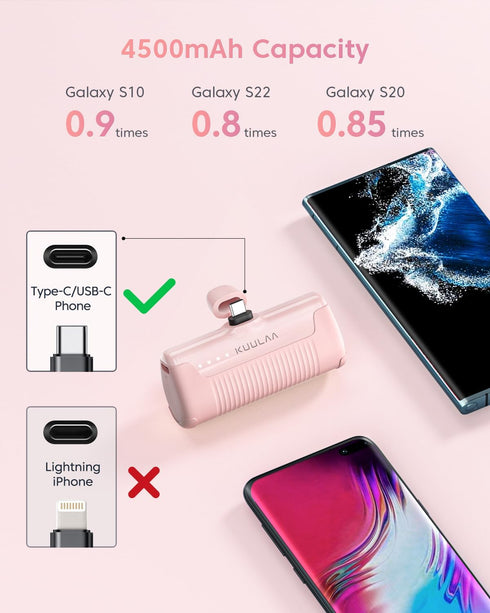 Kuulaa Portable Charger USB C Power Bank 4500mAh Small Portable Phone Charger Android Compact Plug in Battery Pack Portable Compatible with iPhone...