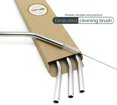 GFDesign Big Drinking Straws Reusable 12 Inches Extra Long 9mm Extra Wide SUS 304 Food-Grade 18/8 Stainless Steel - Set of 4 with 2 Cleaning Brush...
