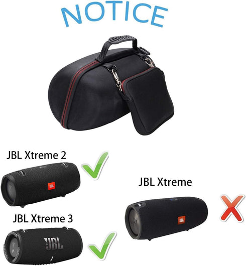LTGEM Hard Travel Carrying Case for JBL Xtreme 3 / JBL Xtreme 2 Portable Waterproof Wireless Bluetooth Speaker, Pouch for Accessories and Adjustab...