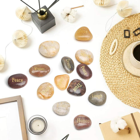 BigOtters Rocks with Inspirational Words, 25 Different Words Encouragement Gratitude Rocks for Meditation Birthday Graduation Gift...